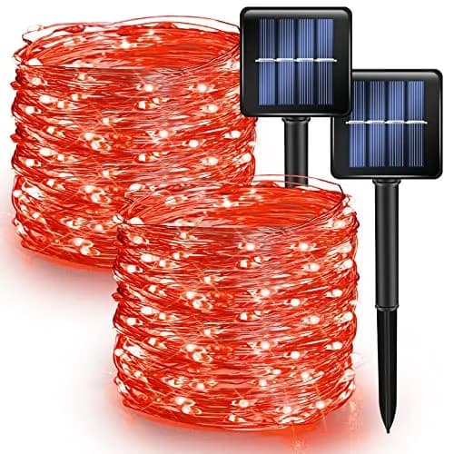 Dazzle Bright 2 Pack Red Solar String Lights Outdoor 240 LEDs 23.45 m (77 ft) | Waterproof Fairy Lights for Indian Festivals & Decor thumbnail 1