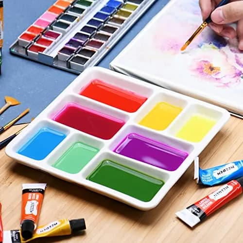 MEEDEN Ceramic Watercolor Paint Palette: 8-Well Artist Mixing Tray 7x7 | Durable, Lightweight & Easy to Clean thumbnail 6