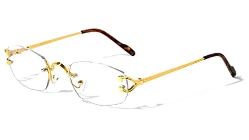 FLAWLESS EYEWEAR Men Women Classy Elegant Sophisticated Style Clear Lens EYE GLASSES Gold Rimless Frame 55mm (2.17in) thumbnail 1