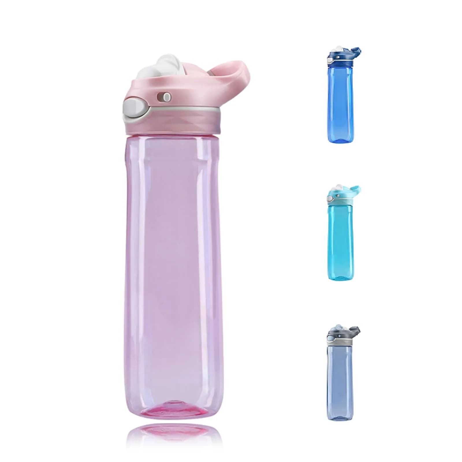 DEARART 750ml (25.4oz) Grey Water Bottle with Hidden No Straw Flip Top | Leakproof Lock Button Handle — Pink