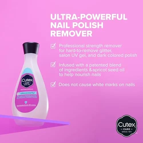 Cutex Ultra Powerful Nail Polish Remover 300ml (10.1 Fl Oz) | Removes Gel, Glitter & Dark Polish thumbnail 2