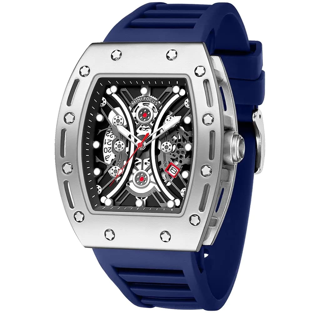MF MINI FOCUS Blue Watch for Men 4.2cm Dial Waterproof Quartz Sport Wristwatch — E-blue