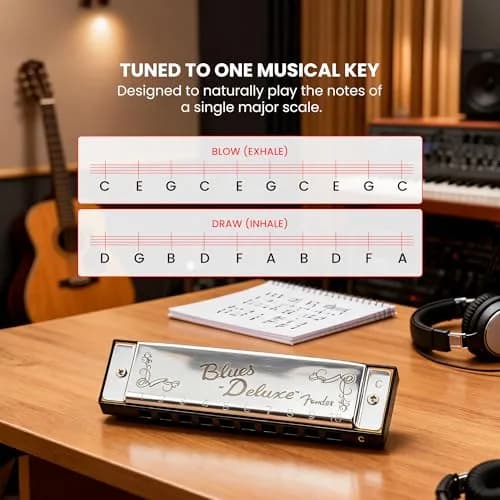 Fender Blues Deluxe Harmonica Key of C | Diatonic 10-Hole Classic Sound thumbnail 4