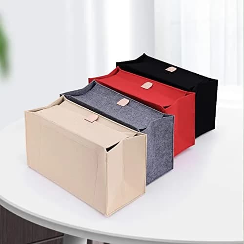 Doxo Felt Purse Organizer Insert for LV On The Go GM, With Cover, Beige | Keeps Bag Shape & Organizes Contents thumbnail 6