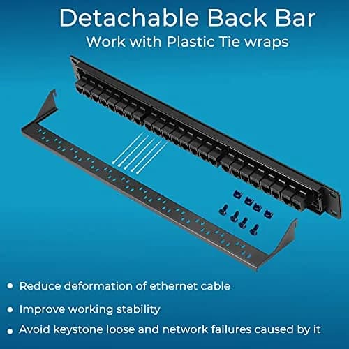 Rapink 24-Port Cat6 Patch Panel with Inline Keystone Couplers 19-Inch | 10Gbps Speed Support thumbnail 6