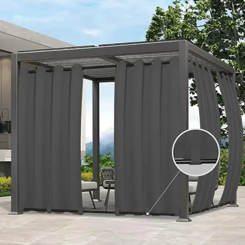 Easy-Going Outdoor Curtains for Patio 54x108 inch Grey Waterproof Windproof Wind Resistant thumbnail 1