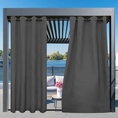 Easy-Going Outdoor Curtains for Patio 54x108 inch Grey Waterproof Windproof Wind Resistant thumbnail 3
