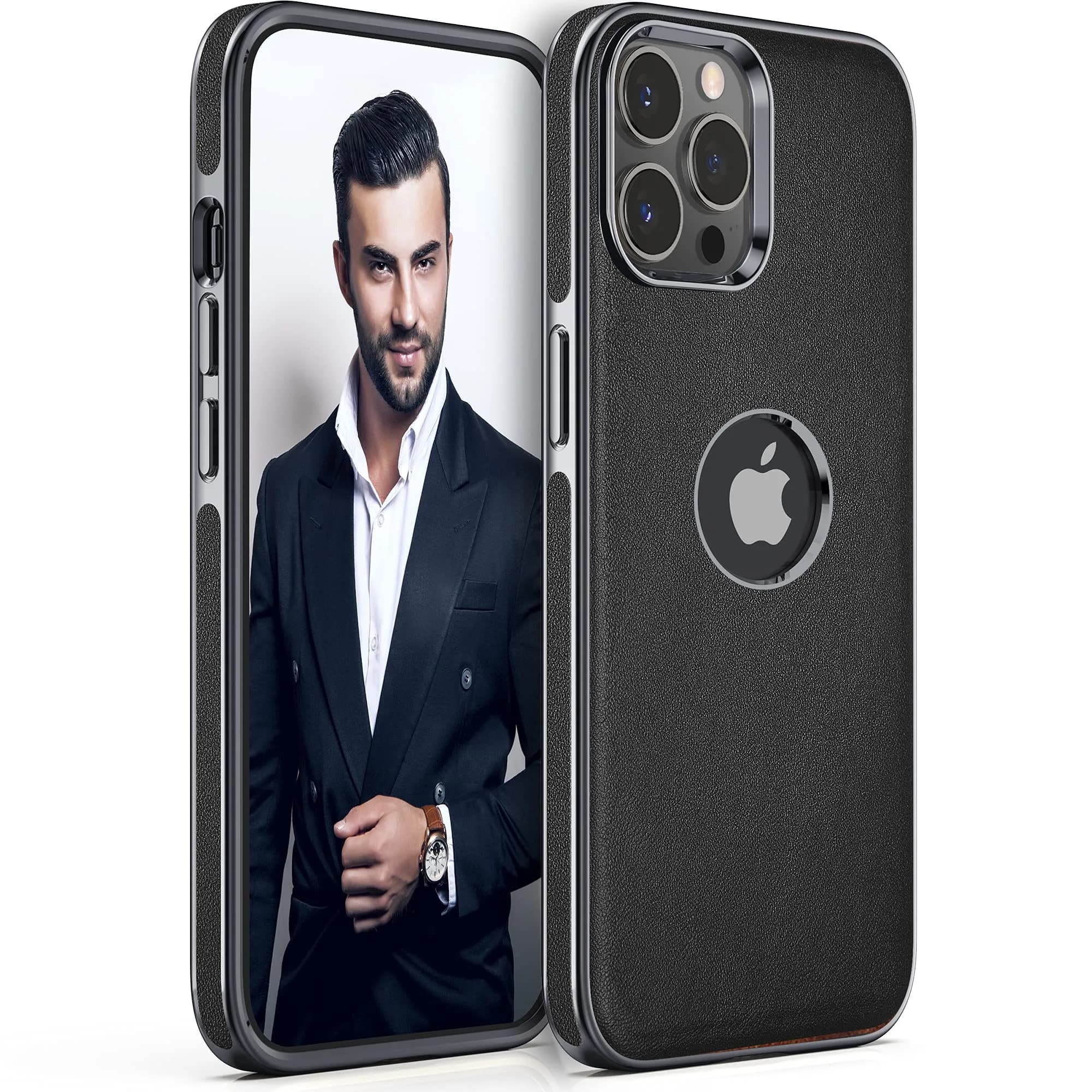 LOHASIC Leather Case for iPhone 13 Pro Max 6.7" | Slim Vintage Leather Cover for Men & Women — Black / for iPhone 13 Pro Max 6.7"