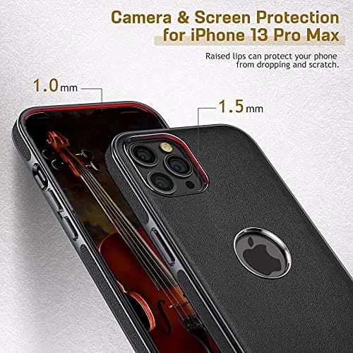 LOHASIC Leather Case for iPhone 13 Pro Max 6.7" | Elegant Vintage Business Cover in Black thumbnail 6