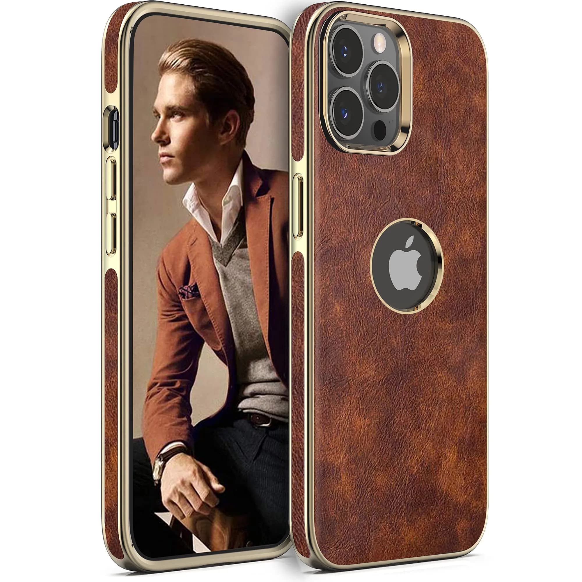 LOHASIC Leather Case for iPhone 13 Pro Max 6.7" | Slim Vintage Leather Cover for Men & Women — Brown / for iPhone 13 Pro Max 6.7"