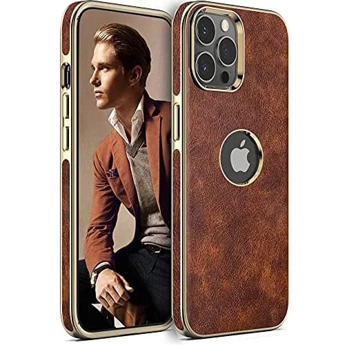 LOHASIC for iPhone 13 Pro Max Leather Case, Slim Phone Case, Vintage Brown | Elegant & Protective thumbnail 1