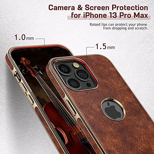 LOHASIC for iPhone 13 Pro Max Leather Case, Slim Phone Case, Vintage Brown | Elegant & Protective thumbnail 6