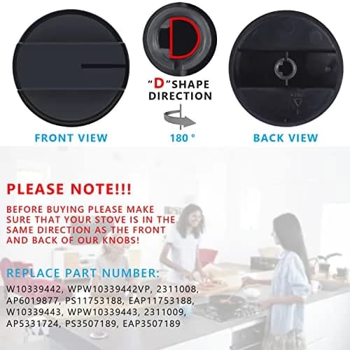 TURNEGOO Gas Stove Knob Black 1 Pack | Durable Replacement for Whirlpool Range thumbnail 2