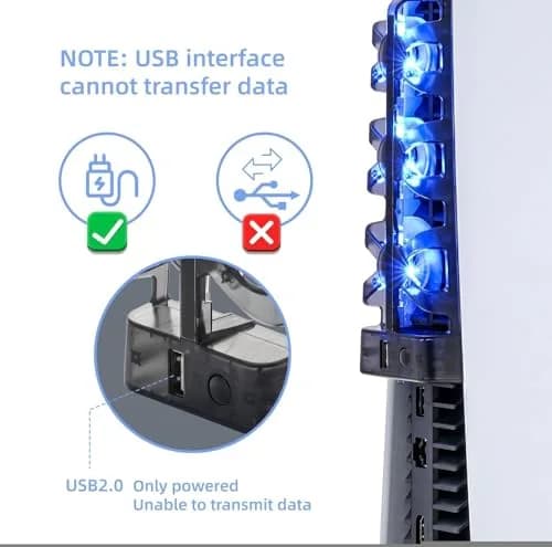 NANANINO Cooling Fan for PS5 Console | 3-Fan External Cooler with USB Charging, Blue LED, Quiet Operation thumbnail 5