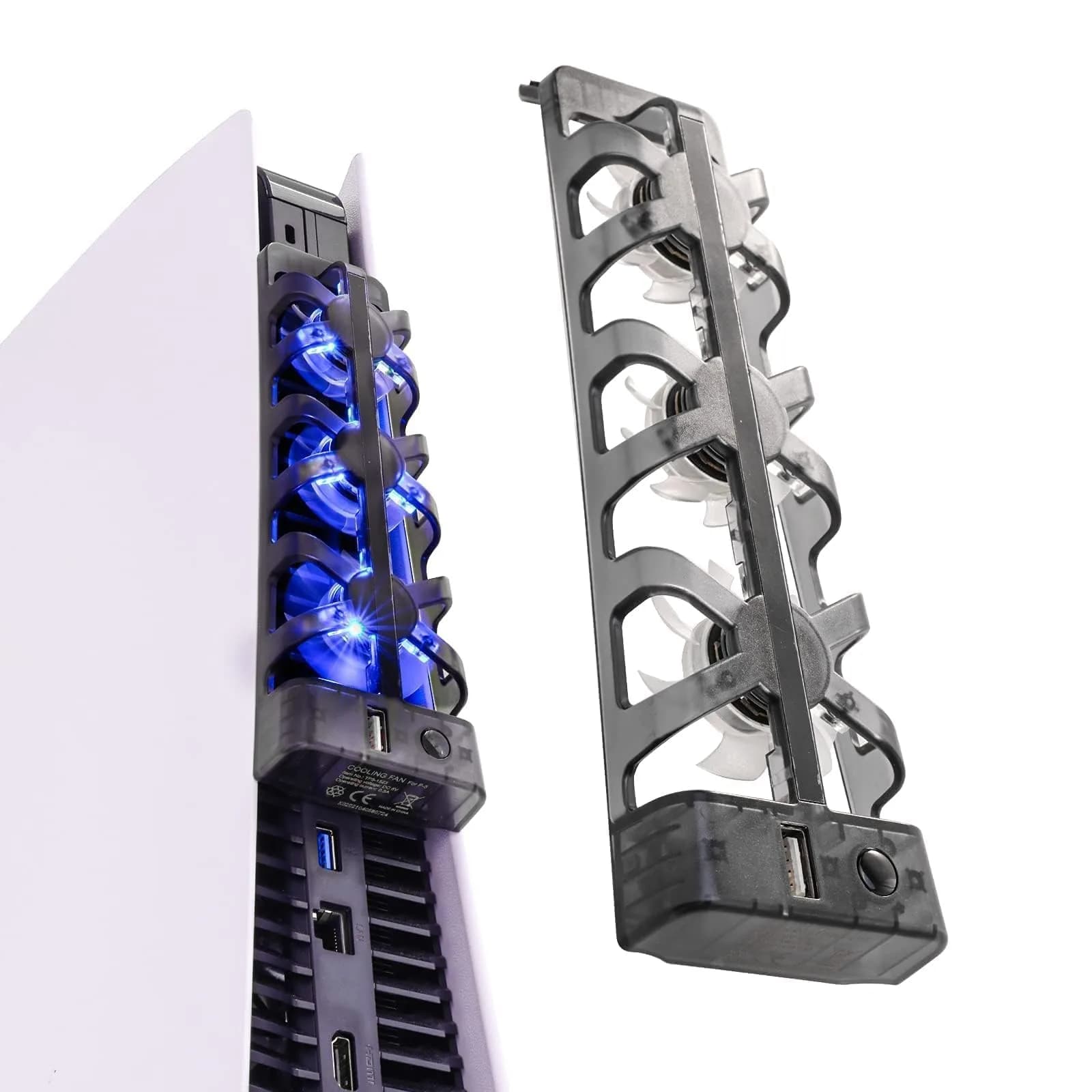 NANANINO Cooling Fan for PS5 Console | 3-Fan External Cooler with USB Charging, Blue LED, Quiet Operation - main product image