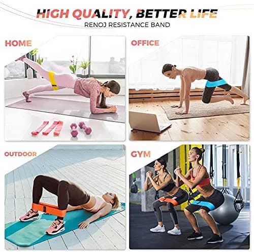 Renoj Resistance Bands for Working Out 3-Set | Heavy/Medium/Light Fabric Loops for Women Men thumbnail 4