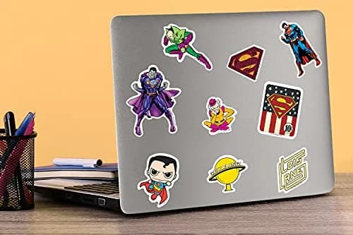 GRAPHICS & MORE Superman 50 Sticker Pack Waterproof Vinyl Decals | DC Comics Hero thumbnail 5