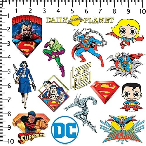 GRAPHICS & MORE Superman 50 Sticker Pack Waterproof Vinyl Decals | DC Comics Hero thumbnail 2