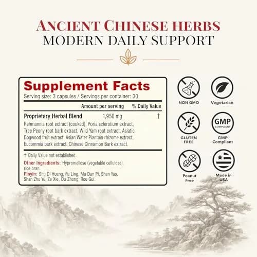 Health Concerns Rehmannia 8 - Kidney Detox & Support | Traditional Chinese Herbal Root Extract (90 Capsules) thumbnail 2