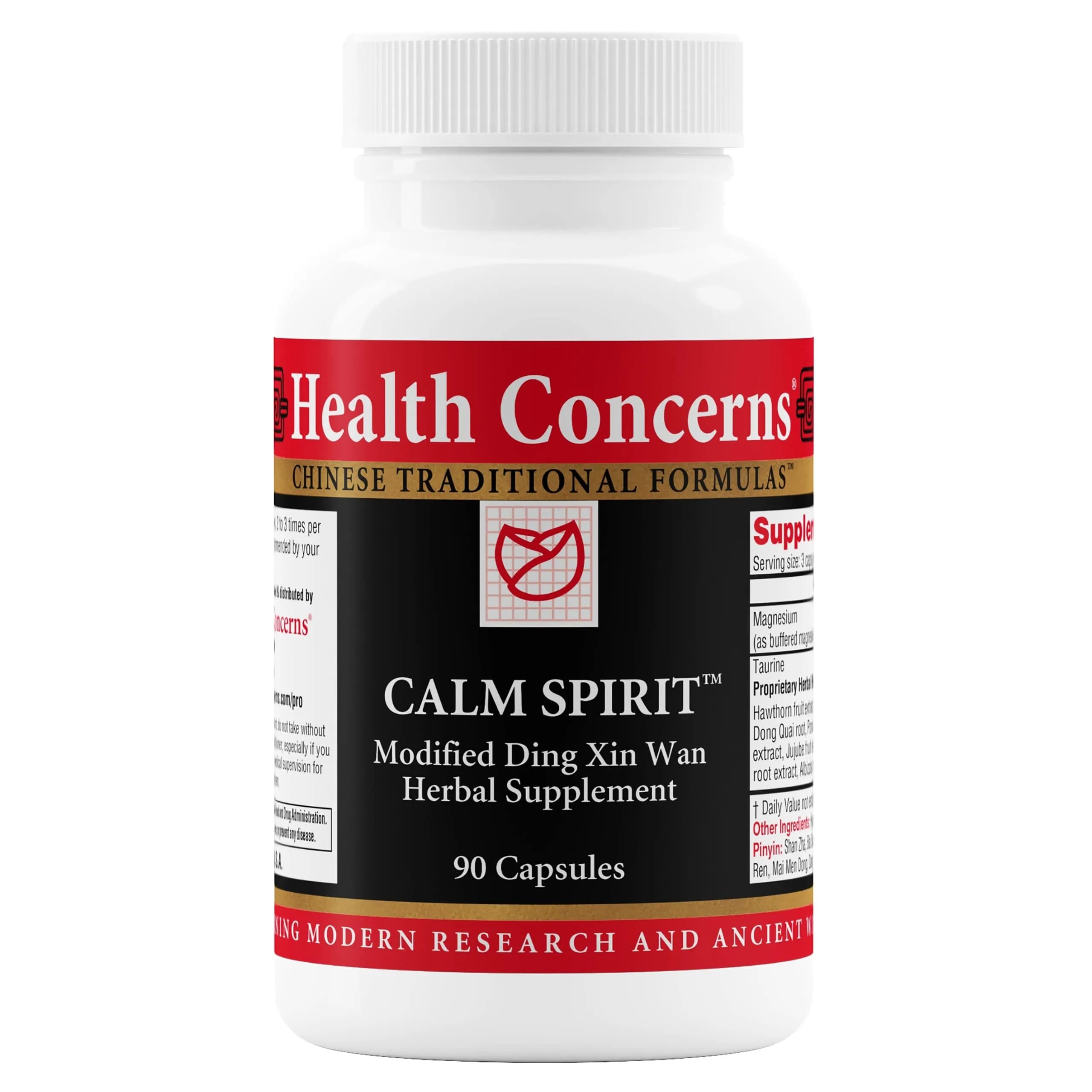 Health Concerns Calm Spirit - Stress Relief Supplement for Men & Women - Herbal Calming Support - Eases Tension & Nervousness - Magnesium, Hawthorn, Chinese Peony & Taurine - 90 Capsules - main product image