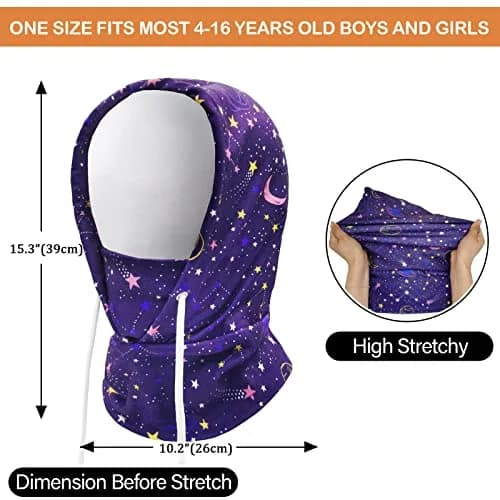 Ineetatu Kids Winter Balaclava Hat (2 Pack) Universe + Fish Scales | Windproof Fleece Ski Mask for Boys & Girls thumbnail 6