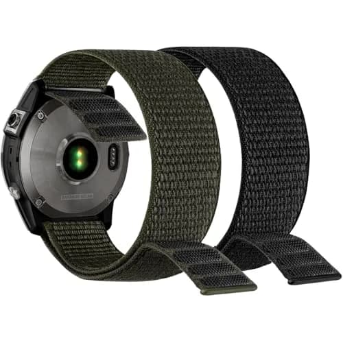 Abanen Hook and Loop Watch Band 22mm Black Green | Compatible with Garmin Fenix 8/7/6/5, Instinct 3/2, epix Pro 47mm thumbnail 2