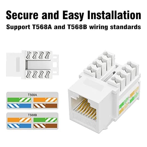 iwillink 10Gbps Cat6 Keystone Jack 25-Pack White | High-Speed Network Connectivity thumbnail 6