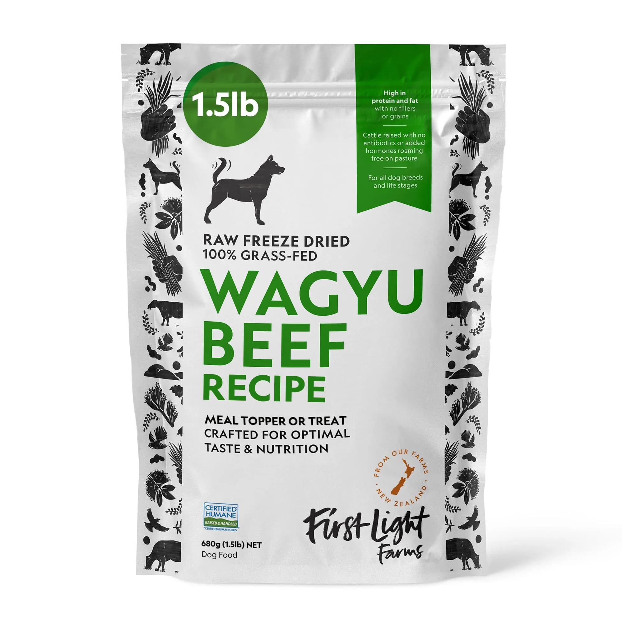 First Light Farms Freeze-Dried Wagyu Beef Dog Food Topper 0.68 kg (1.5 lb) | High Protein Treat for All Breeds