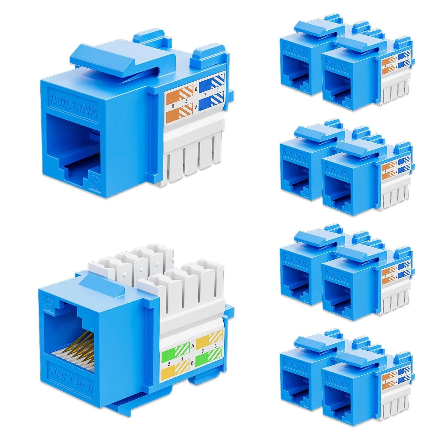 iwillink 10Gbps Cat6 Keystone Jack, 25-Pack, Blue | High-Speed Ethernet Network Adapter — Blue / Cat6