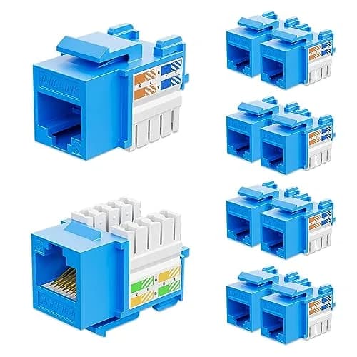 iwillink 10Gbps Cat6 Keystone Jack 10-Pack Blue | 100m Ethernet Cable Length Support thumbnail 1