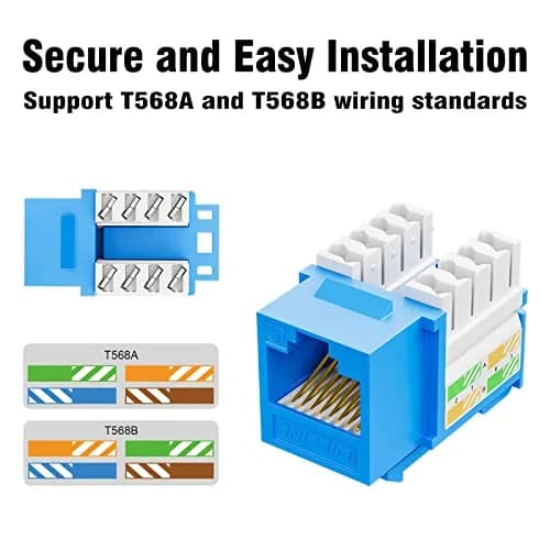 iwillink 10Gbps Cat6 Keystone Jack 10-Pack Blue | 100m Ethernet Cable Length Support thumbnail 6
