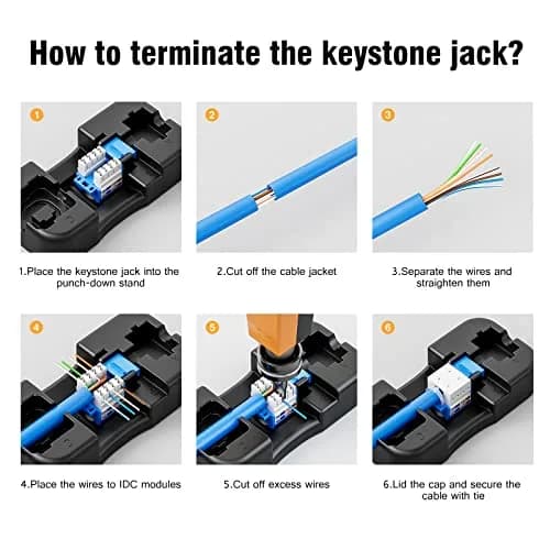 iwillink 10Gbps Cat6 Keystone Jack 10-Pack Blue | 100m Ethernet Cable Length Support thumbnail 7