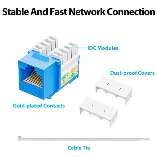 iwillink 10Gbps Cat6 Keystone Jack, 25-Pack, Blue | High-Speed Ethernet Network Adapter thumbnail 5