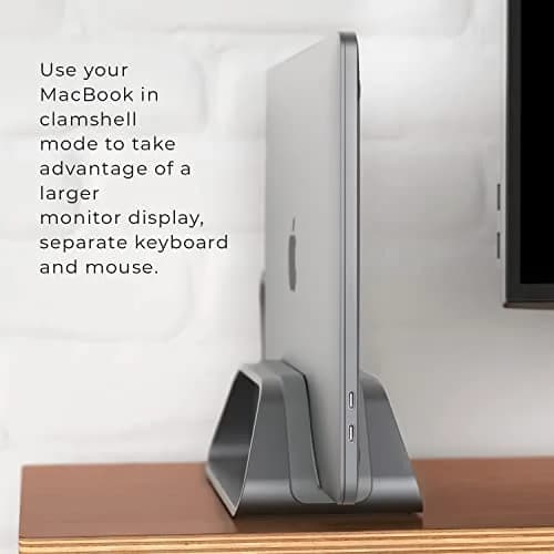 HumanCentric Vertical Laptop Stand for MacBook Pro & Air, Aluminium, Space Grey | Holds Laptops Securely in Closed Clamshell Mode thumbnail 5