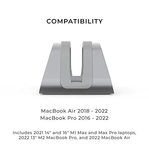 HumanCentric Vertical Laptop Stand for MacBook Pro & Air, Aluminium, Space Grey | Holds Laptops Securely in Closed Clamshell Mode thumbnail 7