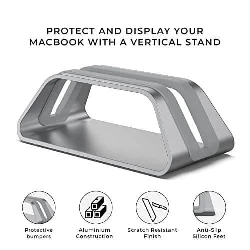 HumanCentric Vertical Laptop Stand for MacBook Pro & Air, Aluminium, Space Grey | Holds Laptops Securely in Closed Clamshell Mode thumbnail 2