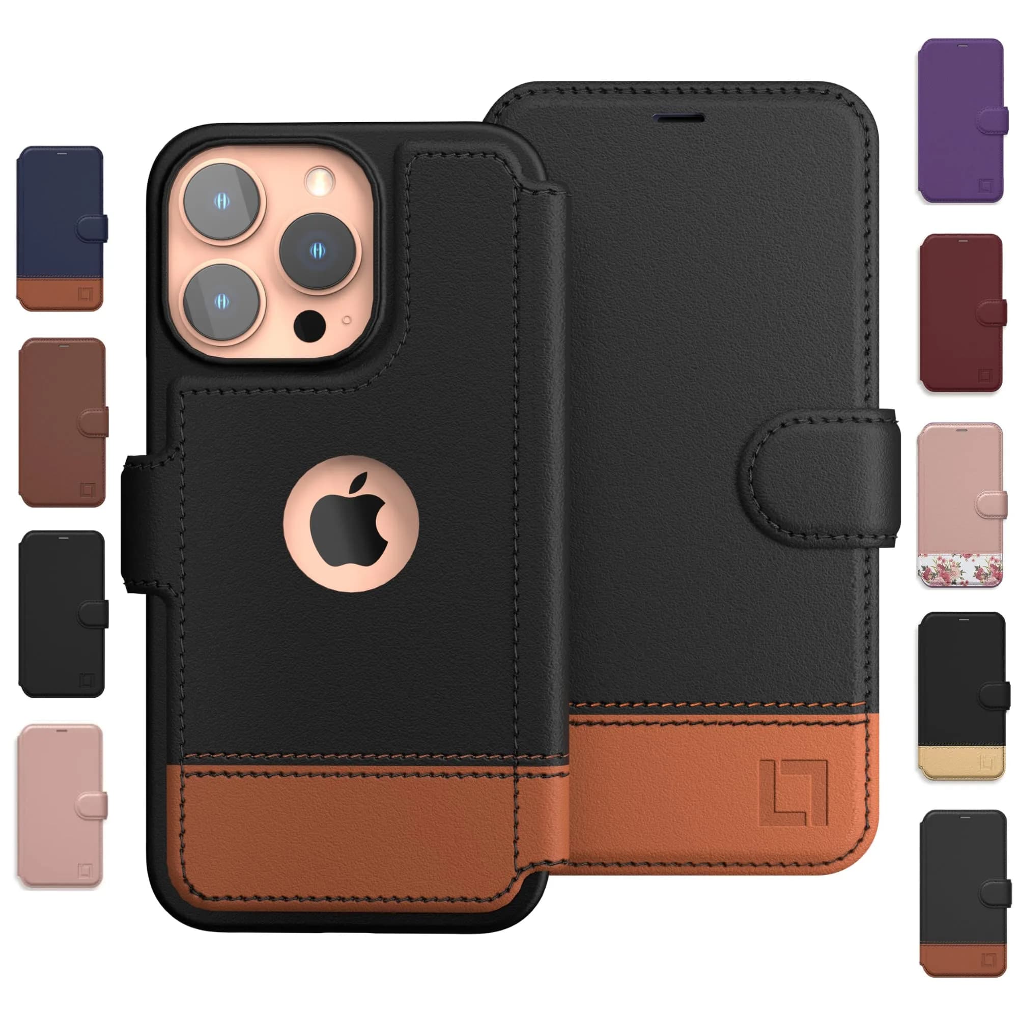 LUPA Legacy iPhone 11 Wallet Case with Card Holder - Black | Slim Faux Leather Flip Cover — Black
