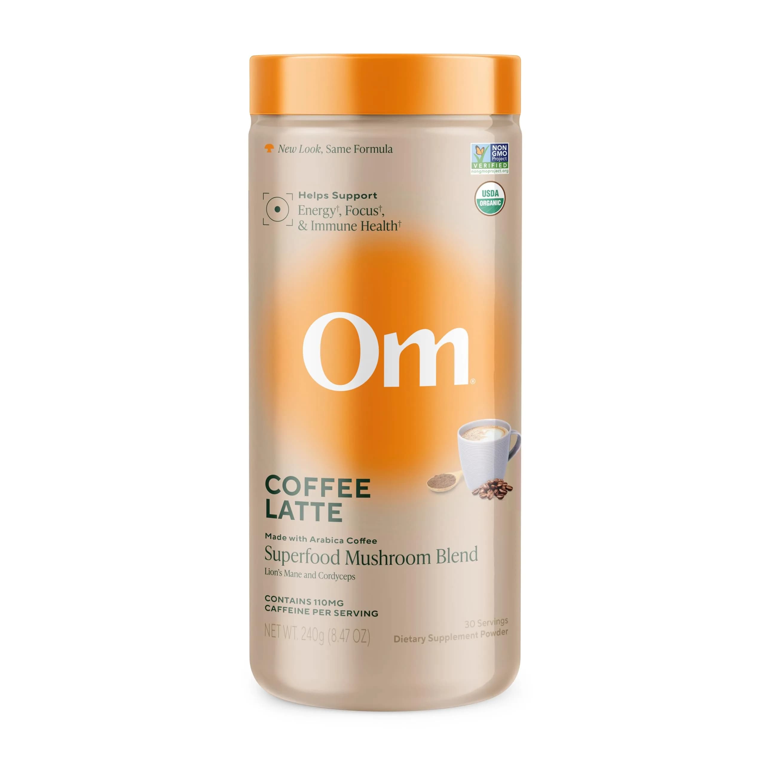 OM MUSHROOM SUPERFOOD Coffee Latte Blend 8.47 oz | Functional Mushroom Powder with Lion’s Mane & Cordyceps for Energy & Focus - main product image