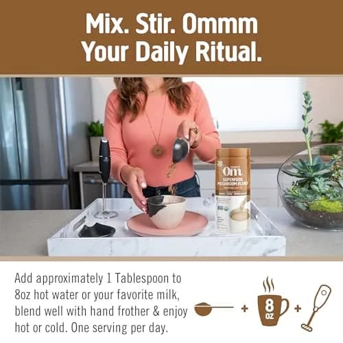 OM MUSHROOM SUPERFOOD Coffee Latte Blend 8.47 oz | Functional Mushroom Powder with Lion’s Mane & Cordyceps for Energy & Focus thumbnail 5