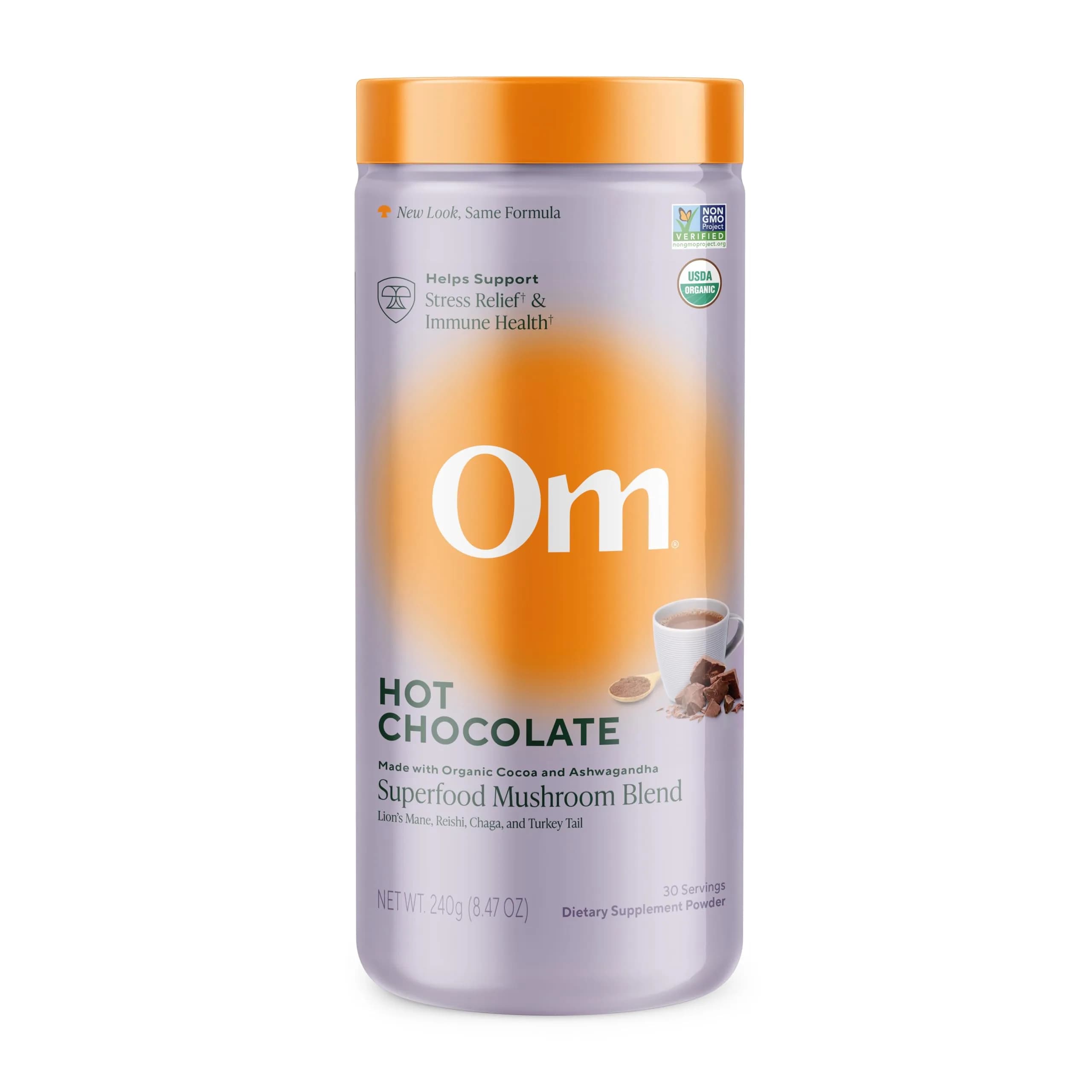 OM MUSHROOM SUPERFOOD Coffee Latte Blend 8.47 oz | Functional Mushroom Powder with Lion’s Mane & Cordyceps for Energy & Focus — Hot Chocolate
