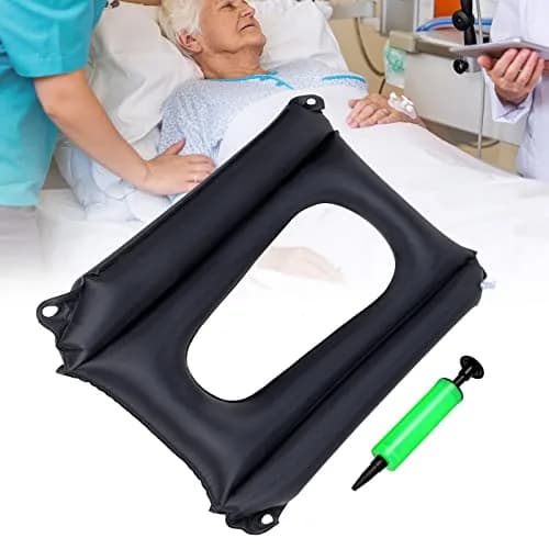 Namalu Inflatable Bed Sore Cushion for Pressure Sore Relief Tailbone Coccyx Cushion for Bedridden Elderly, Wheelchair Chair Pad (Black) | Breathable Nursing Pad thumbnail 1