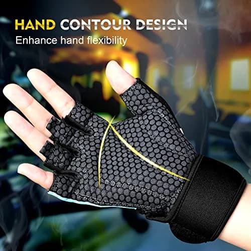 ihuan Breathable Weight Lifting Gloves: Fingerless Workout Gym | Wrist Support | Enhance Palm Protection | Extra Grip for Fitness Training thumbnail 4