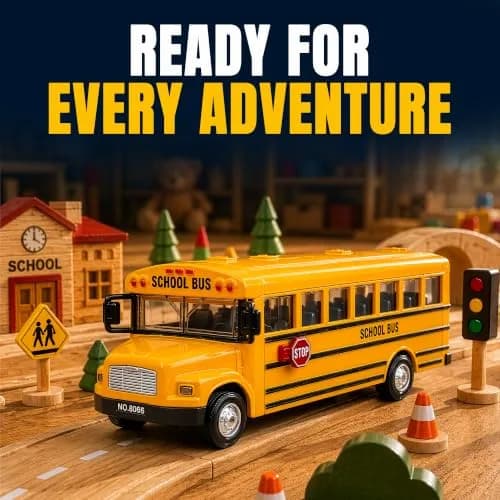 Liberty Imports Non-Riding Toy Vehicle 8" Diecast School Bus with Lights & Sounds | Realistic, Durable, Interactive Play thumbnail 5