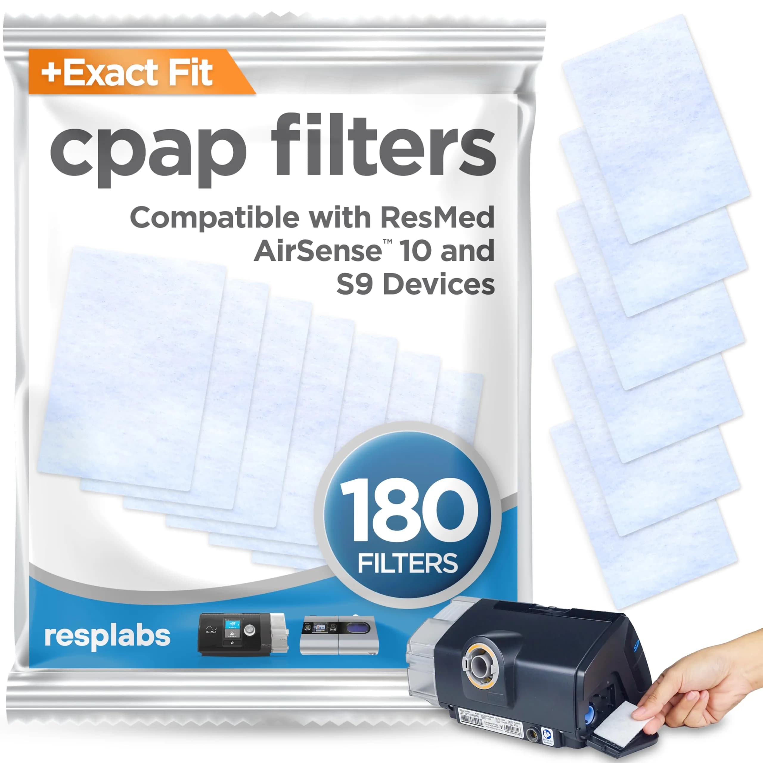 RespLabs CPAP Filters for ResMed AirSense 10 & AirCurve 10, 180 Count | 3+ Year Supply - main product image