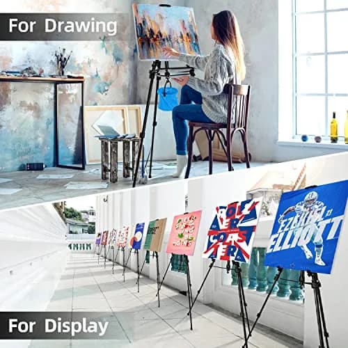 Newzealkids Black Adjustable Art Easel Stand 57cm-155cm (20"-61") | Lightweight Aluminum Tripod for Painting & Display thumbnail 2