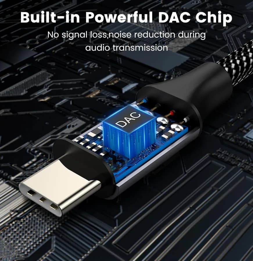 MOSWAG USB-C to 2 RCA Audio Cable 6.6ft | DAC Chip, Gold-Plated Connectors, Braided Nylon thumbnail 5