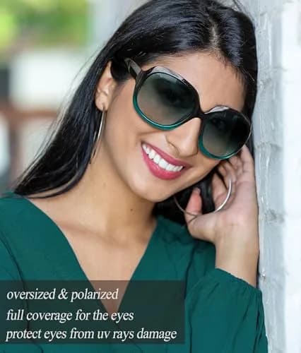 Joopin B07-gradient Green/Green Gradient Oversized Butterfly Sunglasses for Women | Polarized UV400 thumbnail 2