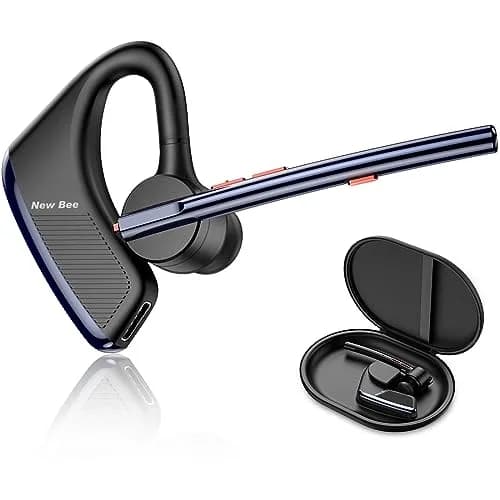New Bee Bluetooth Headset M50 Wireless Earphone 24Hrs Talktime Blue | Noise Cancelling & Long Battery thumbnail 1