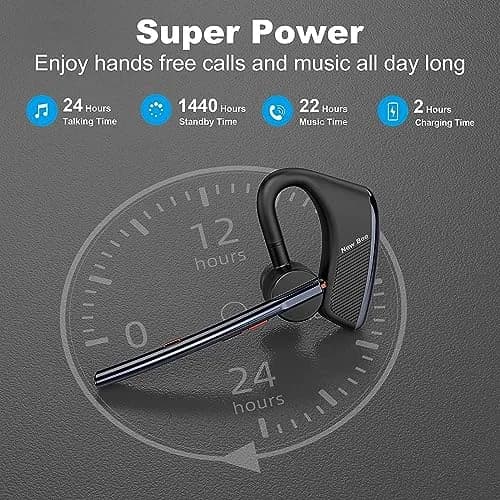 New Bee Bluetooth Headset M50 Wireless Earphone 24Hrs Talktime Blue | Noise Cancelling & Long Battery thumbnail 3