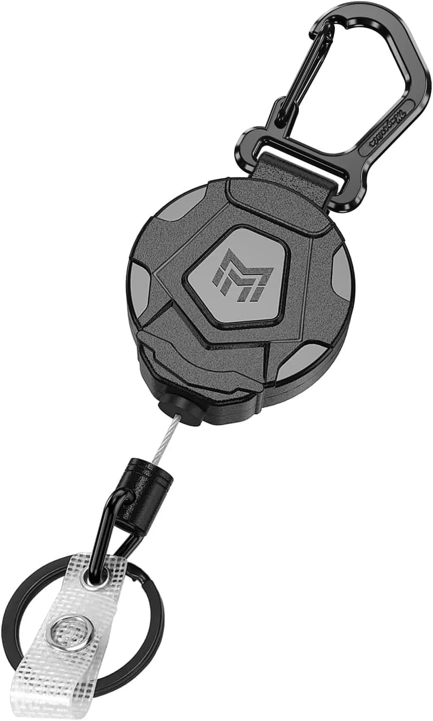 MNGARISTA Heavy Duty Retractable Badge Holder with Carabiner & 31.5” Steel Cord | Secure Key & ID Access